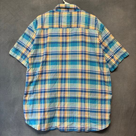 True Rock 3X Short Sleeve Plaid Button Shirt Blue Green Summer Top Grunge Skater - Picture 3 of 9
